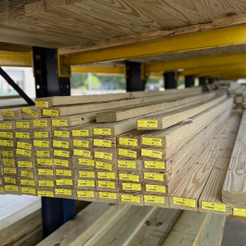 Stacked lumber.