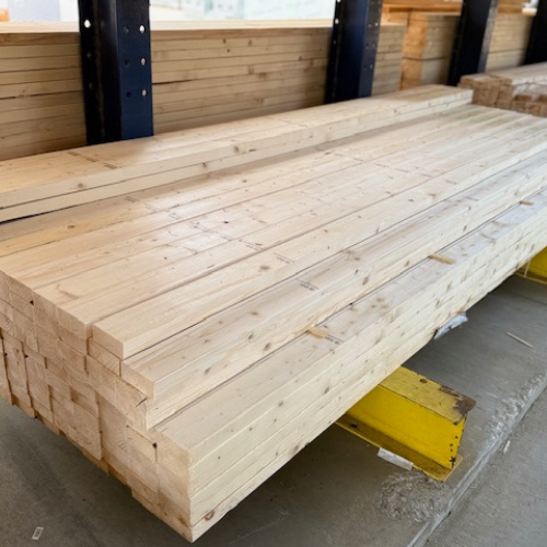 Stacked lumber.
