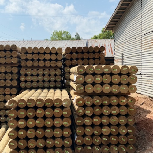 Stacked lumber.