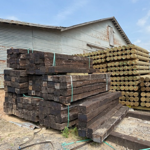 Stacked lumber.