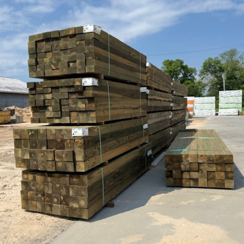 Stacked lumber.