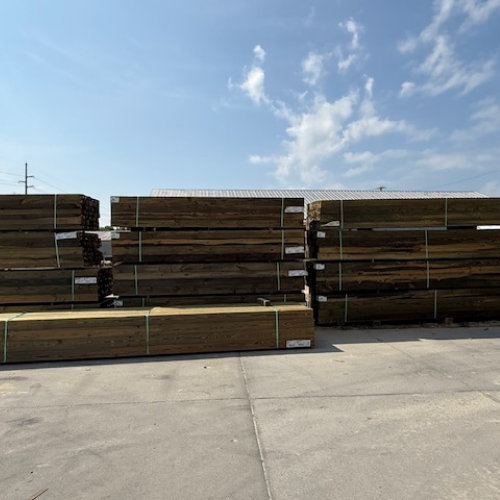 Stacked lumber.