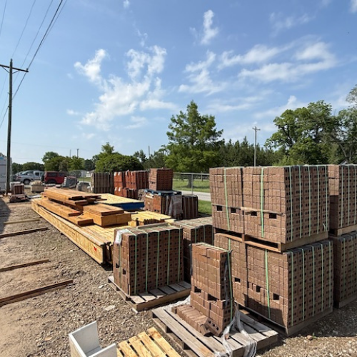 Stacked lumber.