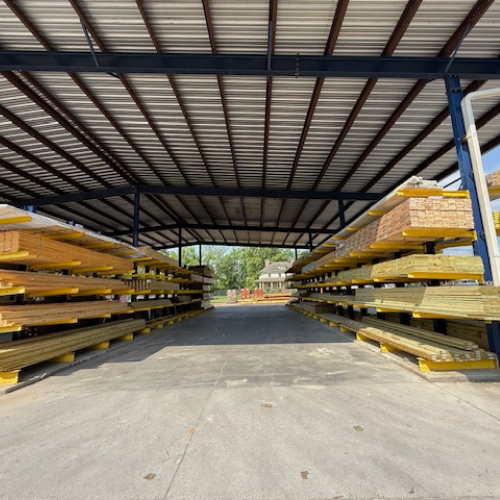 Stacked lumber.