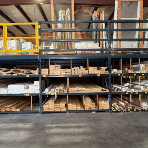 Stacked lumber.