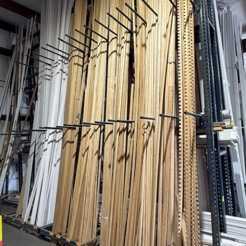 Stacked lumber.