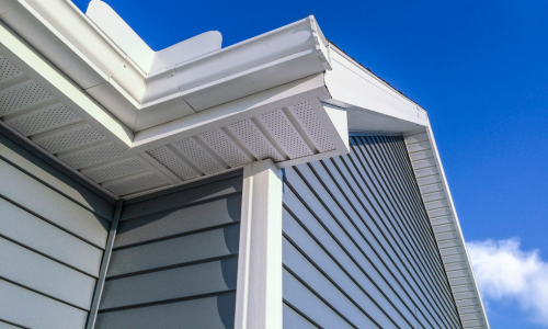 Blue vinyl siding.